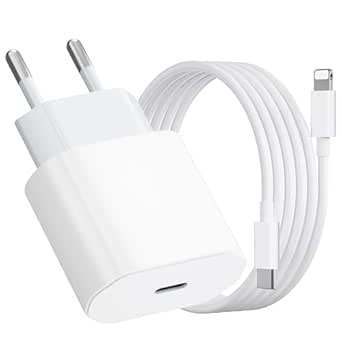 Caricatore iPhone, Caricatore USB C da 20W con Cavo iPhone da 1M, Caricabatterie per iPhone 14/13/ 12/11/ X/ 8/7