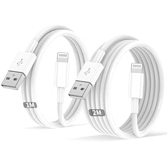 Cavo For IPhone Originale For Apple Certificato MFi,Cavetto USB Lightning Ricarica 2Pezzi 1M+2M For iPhone 14 Pro Max/13/12/11/XR/XS/X 8/7/6s/6/5/Plus/SE/SE 2/iPad Mini 4 caricatore cavi