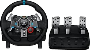 Logitech G G29 Driving Force volante da corsa e pedali con ritorno di forza dinamico reale, leve al volante in acciaio inox, coprivolante per PS5, PS4, PC, Mac - Nero