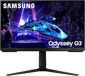 Samsung Monitor Gaming Odyssey G3 (S24DG302), Flat, 24", 1920x1080 (Full HD), VA, 180 Hz, 1 ms, AMD FreeSync, HDMI, Display Port, Ingresso Audio, HAS, Pivot, Flicker Free, Eye Saver Mode