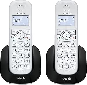 VTech CS1501 Telefono Cordless Casa Duo, Telefono fisso DECT con vivavoce e blocco chiamate, doppia ricarica, identificatore di chiamata, LCD Display retroilluminato e tastiera, modalità ECO, Bianco