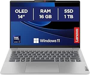 Lenovo IdeaPad Slim 5 Notebook 14’’ WUXGA OLED (1920x1200), Intel Core Ultra 7 155H, Grafica Intel Arc Integrata, RAM 16GB, 1TB SSD, Windows 11 Home, Cloud Grey, Esclusiva Amazon