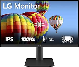 LG 24MS550 Monitor 24" Full HD IPS, Altezza Regolabile, Speaker Stereo 4W, 100Hz, 1920x1080, 2x HDMI, Uscita Cuffie, Schermo Antiriflesso, Reader Mode, Flicker Safe, Nero