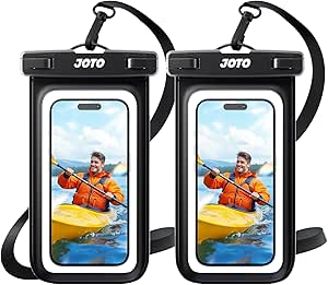 JOTO Custodia Impermeabile Smartphone 30M/IPX8, Universale Cover Subacquea per iPhone 16 15 14 13 12 11 Pro Max Plus XS XR X 8 Galaxy S23 S22 S21 S20 Fino a 7"-2 Pezzi