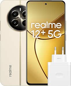 realme 12+ 5G Smartphone 8+256 GB con NFC, Sony LYT-600 OIS, Chipset Dimensity 7050 5G, Display AMOLED da 120 Hz, Smart Touch antipioggia, SUPERVOOC da 67 W, Navigator Beige, Esclusiva Amazon