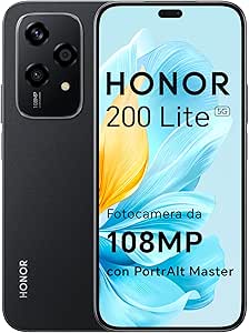 HONOR 200 Lite Smartphone 5G Dual SIM NFC, 8GB RAM 256GB Memoria, 6.7 pollici AMOLED Eye-Care Display telefono Android 14, 108MP+50MP, Capsula Magica, 4500 mAh, Midnight Black [Versione italiana]