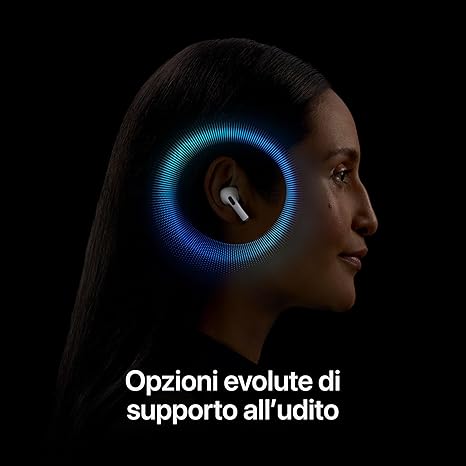 Apple AirPods Pro 2 Auricolari wireless, Auricolari Bluetooth, Cancellazione attiva del rumore, Funzione Apparecchio acustico, Trasparenza, Audio spaziale personalizzato, Alta fedeltà, Ricarica USB-C